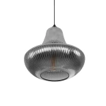 GLOBOSTAR® VERRE 206-0021 Μοντέρνο Κρεμαστό Φωτιστικό Οροφής με Ντουί 1 x E27 AC 220-240V IP20 - Μαύρο Φιμέ - Μ38 x Π38 x Υ34cm