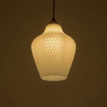 GLOBOSTAR® SKLO 206-0023 Μοντέρνο Κρεμαστό Φωτιστικό Οροφής με Ντουί 1 x E27 AC 220-240V IP20 - Λευκό - Μ22 x Π22 x Υ31cm