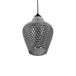 GLOBOSTAR® SKLO 206-0024 Μοντέρνο Κρεμαστό Φωτιστικό Οροφής με Ντουί 1 x E27 AC 220-240V IP20 - Μαύρο Φιμέ - Μ22 x Π22 x Υ31cm