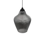 GLOBOSTAR® SKLO 206-0024 Μοντέρνο Κρεμαστό Φωτιστικό Οροφής με Ντουί 1 x E27 AC 220-240V IP20 - Μαύρο Φιμέ - Μ22 x Π22 x Υ31cm