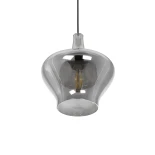 GLOBOSTAR® OVOCE 206-0032 Μοντέρνο Κρεμαστό Φωτιστικό Οροφής με Ντουί 1 x E27 AC 220-240V IP20 - Μαύρο Φιμέ - Μ20 x Π20 x Υ22cm