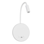 GLOBOSTAR® GOOSE 61693 Μοντέρνο Φωτιστικό Τοίχου - Απλίκα Ξενοδοχείου Reading Light με Φορτιστή USB 3A LED 6W 600lm 36° & 360° AC 220-240V IP20 Θερμό Λευκό 2700K - Bridgelux COB Chip & TÜV SÜD Driver - Λευκό Ματ - Μ15.5 x Π22.5 x Υ30cm - 3 Χρόνια Εγγύηση