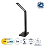 GLOBOSTAR® TEBLA 60482 Μοντέρνο Επιτραπέζιο Φωτιστικό Γραφείου με Ασύρματη Φόρτιση 5W 1A LED 5W 500lm 120° AC 220-240V IP20 Ρυθμιζόμενο Λευκό CCT με Αφή 2700K/4500K/6000K Dimmable - Bridgelux SMD Chip - Μαύρο - Μ11 x Π33 x Υ36cm - 2 Χρόνια Εγγύηση