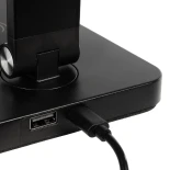 GLOBOSTAR® TEBLA 60482 Μοντέρνο Επιτραπέζιο Φωτιστικό Γραφείου με Ασύρματη Φόρτιση 5W 1A LED 5W 500lm 120° AC 220-240V IP20 Ρυθμιζόμενο Λευκό CCT με Αφή 2700K/4500K/6000K Dimmable - Bridgelux SMD Chip - Μαύρο - Μ11 x Π33 x Υ36cm - 2 Χρόνια Εγγύηση