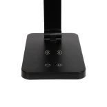 GLOBOSTAR® TEBLA 60482 Μοντέρνο Επιτραπέζιο Φωτιστικό Γραφείου με Ασύρματη Φόρτιση 5W 1A LED 5W 500lm 120° AC 220-240V IP20 Ρυθμιζόμενο Λευκό CCT με Αφή 2700K/4500K/6000K Dimmable - Bridgelux SMD Chip - Μαύρο - Μ11 x Π33 x Υ36cm - 2 Χρόνια Εγγύηση