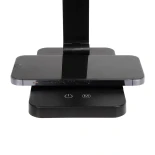 GLOBOSTAR® TEBLA 60482 Μοντέρνο Επιτραπέζιο Φωτιστικό Γραφείου με Ασύρματη Φόρτιση 5W 1A LED 5W 500lm 120° AC 220-240V IP20 Ρυθμιζόμενο Λευκό CCT με Αφή 2700K/4500K/6000K Dimmable - Bridgelux SMD Chip - Μαύρο - Μ11 x Π33 x Υ36cm - 2 Χρόνια Εγγύηση