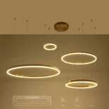 kelvo® VENOM 61193 Μοντέρνο Κρεμαστό Φωτιστικό Οροφής LED 150W 17659lm 120° AC 220-240V IP20 Ρυθμιζόμενο Λευκό CCT με Χειριστήριο από 2700K έως 6000K Dimmable - Lumileds SMD Chip - Χρυσό Βούρτσας - Μ150 x Π90 x Υ60cm - 3 Χρόνια Εγγύηση