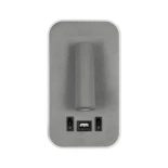 GLOBOSTAR® LADY-O 61365 Μοντέρνο Φωτιστικό Τοίχου - Απλίκα Ξενοδοχείου Reading Light με Φορτιστή USB 3A LED 10W 1000lm 36° & 360° AC 220-240V IP20 Φυσικό Λευκό 4500K - Bridgelux COB Chip & TÜV SÜD Driver - Γκρι Ματ - Μ10.5 x Π10 x Υ18.5cm - 3 Χρόνια Εγγύη