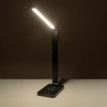 GLOBOSTAR® TEBLA 60482 Μοντέρνο Επιτραπέζιο Φωτιστικό Γραφείου με Ασύρματη Φόρτιση 5W 1A LED 5W 500lm 120° AC 220-240V IP20 Ρυθμιζόμενο Λευκό CCT με Αφή 2700K/4500K/6000K Dimmable - Bridgelux SMD Chip - Μαύρο - Μ11 x Π33 x Υ36cm - 2 Χρόνια Εγγύηση