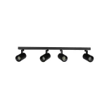 kelvo® SPOTA KLV-101-0140 Μοντέρνο Κινούμενο Φωτιστικό Σποτ Οροφής με Ντουί 4 x GU10 90° AC 220-240V IP20 - Μαύρο Ματ - Μ64 x Π6 x Υ14cm