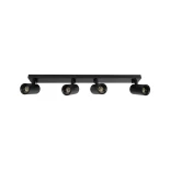 kelvo® SPOTA KLV-101-0140 Μοντέρνο Κινούμενο Φωτιστικό Σποτ Οροφής με Ντουί 4 x GU10 90° AC 220-240V IP20 - Μαύρο Ματ - Μ64 x Π6 x Υ14cm