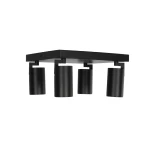 kelvo® SPOTA KLV-101-0146 Μοντέρνο Κινούμενο Φωτιστικό Σποτ Οροφής με Ντουί 4 x GU10 90° AC 220-240V IP20 - Μαύρο Ματ - Μ26 x Π26 x Υ14cm