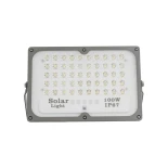 GLOBOSTAR® LUMOVOX 73067 Προβολέας LED 100W 5000lm 120° DC 5V με Φωτοβολταϊκό Panel 5V 8W & Επαναφορτιζόμενη Μπαταρία Li-ion 3.2V 5000mAh Αδιάβροχο IP65 Ψυχρό Λευκό 6000K - 120 x SMD2835 Sanan Chip - Γκρι Ανθρακί - Μ24.5 x Π0 x Υ15.8cm - 2 Χρόνια Εγγύηση