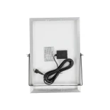 GLOBOSTAR® LUMOVOX 73067 Προβολέας LED 100W 5000lm 120° DC 5V με Φωτοβολταϊκό Panel 5V 8W & Επαναφορτιζόμενη Μπαταρία Li-ion 3.2V 5000mAh Αδιάβροχο IP65 Ψυχρό Λευκό 6000K - 120 x SMD2835 Sanan Chip - Γκρι Ανθρακί - Μ24.5 x Π0 x Υ15.8cm - 2 Χρόνια Εγγύηση