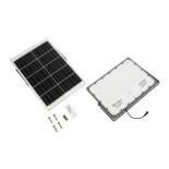 GLOBOSTAR® LUMOVOX 73070 Προβολέας LED 400W 20000lm 120° DC 5V με Φωτοβολταϊκό Panel 5V 25W & Επαναφορτιζόμενη Μπαταρία Li-ion 3.2V 20000mAh Αδιάβροχο IP65 Ψυχρό Λευκό 6000K - 400 x SMD2835 Sanan Chip - Γκρι Ανθρακί - Μ44.5 x Π0 x Υ31.2cm - 2 Χρόνια Εγγύη