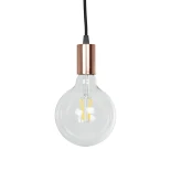 GLOBOSTAR® WHIP 77665 Μοντέρνο DIY Φωτιστικό με Υφασμάτινο Καλώδιο, Ντουί 1 x E27, Διακόπτη On/Off & Πρίζα AC 220-240V IP20 - Μαύρο & Ροζ Χρυσό - Μ140 x Π4.5 x Υ4.5cm