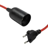 GLOBOSTAR® WHIP 77666 Μοντέρνο DIY Φωτιστικό με Υφασμάτινο Καλώδιο, Ντουί 1 x E27, Διακόπτη On/Off & Πρίζα AC 220-240V IP20 - Κόκκινο & Μαύρο - Μ140 x Π4.5 x Υ4.5cm