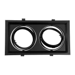 GLOBOSTAR® VITA 77855 Χωνευτή Κινούμενη Βάση για 2 x Σποτ AR111 για Ντουί GU10/GU5.3 IP20 - Μαύρο Ματ - Μ33.5 x Π18 x Υ5.5cm / Q32.5 x 17cm