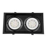 GLOBOSTAR® VITA 77855 Χωνευτή Κινούμενη Βάση για 2 x Σποτ AR111 για Ντουί GU10/GU5.3 IP20 - Μαύρο Ματ - Μ33.5 x Π18 x Υ5.5cm / Q32.5 x 17cm