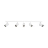 kelvo® SPOTA KLV-101-0143 Μοντέρνο Κινούμενο Φωτιστικό Σποτ Οροφής με Ντουί 5 x GU10 90° AC 220-240V IP20 - Λευκό Ματ - Μ79.5 x Π6.3 x Υ14cm