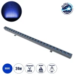 GLOBOSTAR® WASHER-MARGO 90154 Μπάρα Φωτισμού Wall Washer LED 24W 2040lm 30° DC 24V Αδιάβροχο IP65 Μπλε Dimmable - Γκρι Ανθρακί - Μ100 x Π4 x Υ5cm - 3 Χρόνια Εγγύηση
