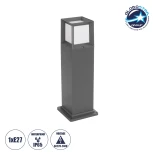 GLOBOSTAR® PALASO 90547 Φωτιστικό Κολωνάκι Κήπου με Ντουί 1 x E27 AC 220-240V Αδιάβροχο IP65 - Γκρι Ανθρακί - Μ20 x Π20 x Υ60.5cm