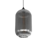 GLOBOSTAR® MELONI 206-0018 Μοντέρνο Κρεμαστό Φωτιστικό Οροφής με Ντουί 1 x E27 AC 220-240V IP20 - Μαύρο Φιμέ - Μ20 x Π20 x Υ38cm