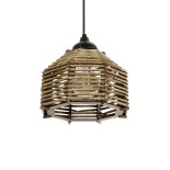 GLOBOSTAR® JUTTI 205-0040 Boho Κρεμαστό Φωτιστικό Οροφής με Ντουί 1 x E27 AC 220-240V IP20 - Μπεζ - M20 x Π20 x Υ18cm