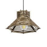 GLOBOSTAR® JUTTI 205-0042 Boho Κρεμαστό Φωτιστικό Οροφής με Ντουί 1 x E27 AC 220-240V IP20 - Μπεζ - M26 x Π26 x Υ15cm