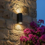 kelvo® MURANO KLV-101-0015 Φωτιστικό Τοίχου / Απλίκα για 2 Λάμπες MR16 με Ντουί GU10 AC 220-240V Αδιάβροχο IP65 - Μαύρο Ματ - Μ8 x Π8 x Υ15cm