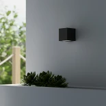 kelvo® BURANO KLV-101-0018 Φωτιστικό Τοίχου / Απλίκα για Λάμπα MR16 με Ντουί GU10 AC 220-240V Αδιάβροχο IP65 - Μαύρο Ματ - Μ8 x Π8 x Υ7cm