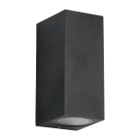 kelvo® BURANO KLV-101-0021 Φωτιστικό Τοίχου / Απλίκα για 2 Λάμπες MR16 με Ντουί GU10 AC 220-240V Αδιάβροχο IP65 - Μαύρο Ματ - Μ8 x Π8 x Υ15cm