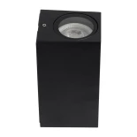 kelvo® BURANO KLV-101-0021 Φωτιστικό Τοίχου / Απλίκα για 2 Λάμπες MR16 με Ντουί GU10 AC 220-240V Αδιάβροχο IP65 - Μαύρο Ματ - Μ8 x Π8 x Υ15cm