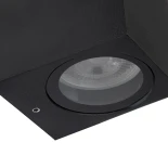 kelvo® BURANO KLV-101-0021 Φωτιστικό Τοίχου / Απλίκα για 2 Λάμπες MR16 με Ντουί GU10 AC 220-240V Αδιάβροχο IP65 - Μαύρο Ματ - Μ8 x Π8 x Υ15cm