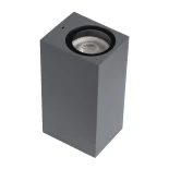 kelvo® BURANO KLV-101-0022 Φωτιστικό Τοίχου / Απλίκα για 2 Λάμπες MR16 με Ντουί GU10 AC 220-240V Αδιάβροχο IP65 - Γκρι Ανθρακί Ματ - Μ8 x Π8 x Υ15cm