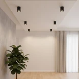 kelvo® AKIRA KLV-101-0024 Κινούμενο Φωτιστικό Downlight Σποτ για Λάμπα MR16 με Ντουί GU10 AC 220-240V IP20 - Μαύρο Ματ - Μ8 x Π8 x Υ10cm