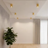 kelvo® AKIRA KLV-101-0027 Κινούμενο Φωτιστικό Downlight Σποτ για Λάμπα MR16 με Ντουί GU10 AC 220-240V IP20 - Χρυσό Βούρτσας - Μ8 x Π8 x Υ10cm