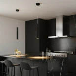 kelvo® CANAL KLV-101-0070 Κρεμαστό Φωτιστικό Οροφής LED 7W 700lm 36° AC 220-240V IP20 Θερμό Λευκό 2700K - Bridgelux COB Chip & TÜV SÜD Driver - Μαύρο Ματ - Μ4 x Π4 x Υ30cm - 5 Χρόνια Εγγύηση