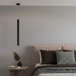 kelvo® CANAL KLV-101-0072 Κρεμαστό Φωτιστικό Οροφής LED 7W 700lm 36° AC 220-240V IP20 Θερμό Λευκό 2700K - Bridgelux COB Chip & TÜV SÜD Driver - Μαύρο Ματ - Μ4 x Π4 x Υ60cm - 5 Χρόνια Εγγύηση