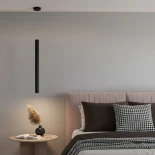 kelvo® CANAL KLV-101-0072 Κρεμαστό Φωτιστικό Οροφής LED 7W 700lm 36° AC 220-240V IP20 Θερμό Λευκό 2700K - Bridgelux COB Chip & TÜV SÜD Driver - Μαύρο Ματ - Μ4 x Π4 x Υ60cm - 5 Χρόνια Εγγύηση