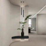 kelvo® CANAL KLV-101-0073 Κρεμαστό Φωτιστικό Οροφής LED 7W 700lm 36° AC 220-240V IP20 Θερμό Λευκό 2700K - Bridgelux COB Chip & TÜV SÜD Driver - Μαύρο Ματ - Μ4 x Π4 x Υ80cm - 5 Χρόνια Εγγύηση