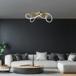 kelvo® GLOW KLV-101-0149 Φωτιστικό Οροφής LED 34W 3400lm 360° AC 220-240V IP20 Ρυθμιζόμενο Λευκό CCT με Χειριστήριο από 2700K έως 6000K Dimmable - Lumileds SMD Chip - Χρυσό Πλατίνα - Μ60 x Π60 x Υ30cm - 3 Χρόνια Εγγύηση