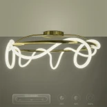 kelvo® GLOW KLV-101-0150 Φωτιστικό Οροφής LED 65W 6500lm 360° AC 220-240V IP20 Ρυθμιζόμενο Λευκό CCT με Χειριστήριο από 2700K έως 6000K Dimmable - Lumileds SMD Chip - Χρυσό Πλατίνα - Μ100 x Π100 x Υ30cm - 3 Χρόνια Εγγύηση