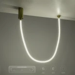 kelvo® GLOW KLV-101-0155 Κρεμαστό Φωτιστικό Οροφής LED 27W 2700lm 360° AC 220-240V IP20 Ρυθμιζόμενο Λευκό CCT με Χειριστήριο από 2700K έως 6000K Dimmable - Lumileds SMD Chip - Χρυσό Πλατίνα - Μ90 x Π9 x Υ95cm - 3 Χρόνια Εγγύηση