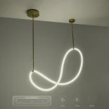 kelvo® GLOW KLV-101-0156 Κρεμαστό Φωτιστικό Οροφής LED 34W 3400lm 360° AC 220-240V IP20 Ρυθμιζόμενο Λευκό CCT με Χειριστήριο από 2700K έως 6000K Dimmable - Lumileds SMD Chip - Χρυσό Πλατίνα - Μ20 x Π35 x Υ120cm - 3 Χρόνια Εγγύηση