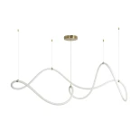 kelvo® GLOW KLV-101-0157 Κρεμαστό Φωτιστικό Οροφής LED 65W 6500lm 360° AC 220-240V IP20 Ρυθμιζόμενο Λευκό CCT με Χειριστήριο από 2700K έως 6000K Dimmable - Lumileds SMD Chip - Χρυσό Πλατίνα - Μ150 x Π70 x Υ90cm - 3 Χρόνια Εγγύηση