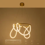 kelvo® GLOW KLV-101-0163 Κρεμαστό Φωτιστικό Οροφής LED 58W 5800lm 360° AC 220-240V IP20 Ρυθμιζόμενο Λευκό CCT με Χειριστήριο από 2700K έως 6000K Dimmable - Lumileds SMD Chip - Χρυσό Πλατίνα - Μ80 x Π80 x Υ40cm - 3 Χρόνια Εγγύηση