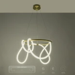 kelvo® GLOW KLV-101-0163 Κρεμαστό Φωτιστικό Οροφής LED 58W 5800lm 360° AC 220-240V IP20 Ρυθμιζόμενο Λευκό CCT με Χειριστήριο από 2700K έως 6000K Dimmable - Lumileds SMD Chip - Χρυσό Πλατίνα - Μ80 x Π80 x Υ40cm - 3 Χρόνια Εγγύηση