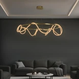 kelvo® GLOW KLV-101-0165 Κρεμαστό Φωτιστικό Οροφής LED 100W 10000lm 360° AC 220-240V IP20 Ρυθμιζόμενο Λευκό CCT με Χειριστήριο από 2700K έως 6000K Dimmable - Lumileds SMD Chip - Χρυσό Πλατίνα - Μ150 x Π150 x Υ100cm - 3 Χρόνια Εγγύηση