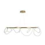 kelvo® GLOW KLV-101-0165 Κρεμαστό Φωτιστικό Οροφής LED 100W 10000lm 360° AC 220-240V IP20 Ρυθμιζόμενο Λευκό CCT με Χειριστήριο από 2700K έως 6000K Dimmable - Lumileds SMD Chip - Χρυσό Πλατίνα - Μ150 x Π150 x Υ100cm - 3 Χρόνια Εγγύηση